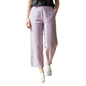 Eileen Fisher Linen Wide Leg Cropped Pants Size Small
